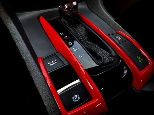 Miniatura 6 de 2 calcomanías ABS color rojo para cubierta del marco del panel de cambios para Honda 10 generación Civic 2016 2017 2018 2019 2020 2021