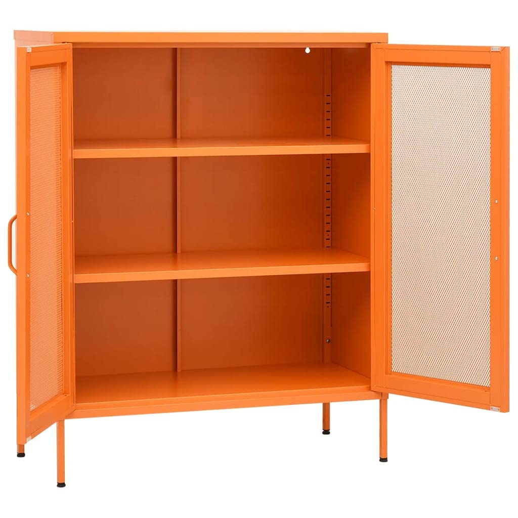 Armadio da ufficio, autoportante, in metallo, per aziende, ufficio, scuola, arancione, 80 x 35 x 101,5 cm, in acciaio (facile da montare)