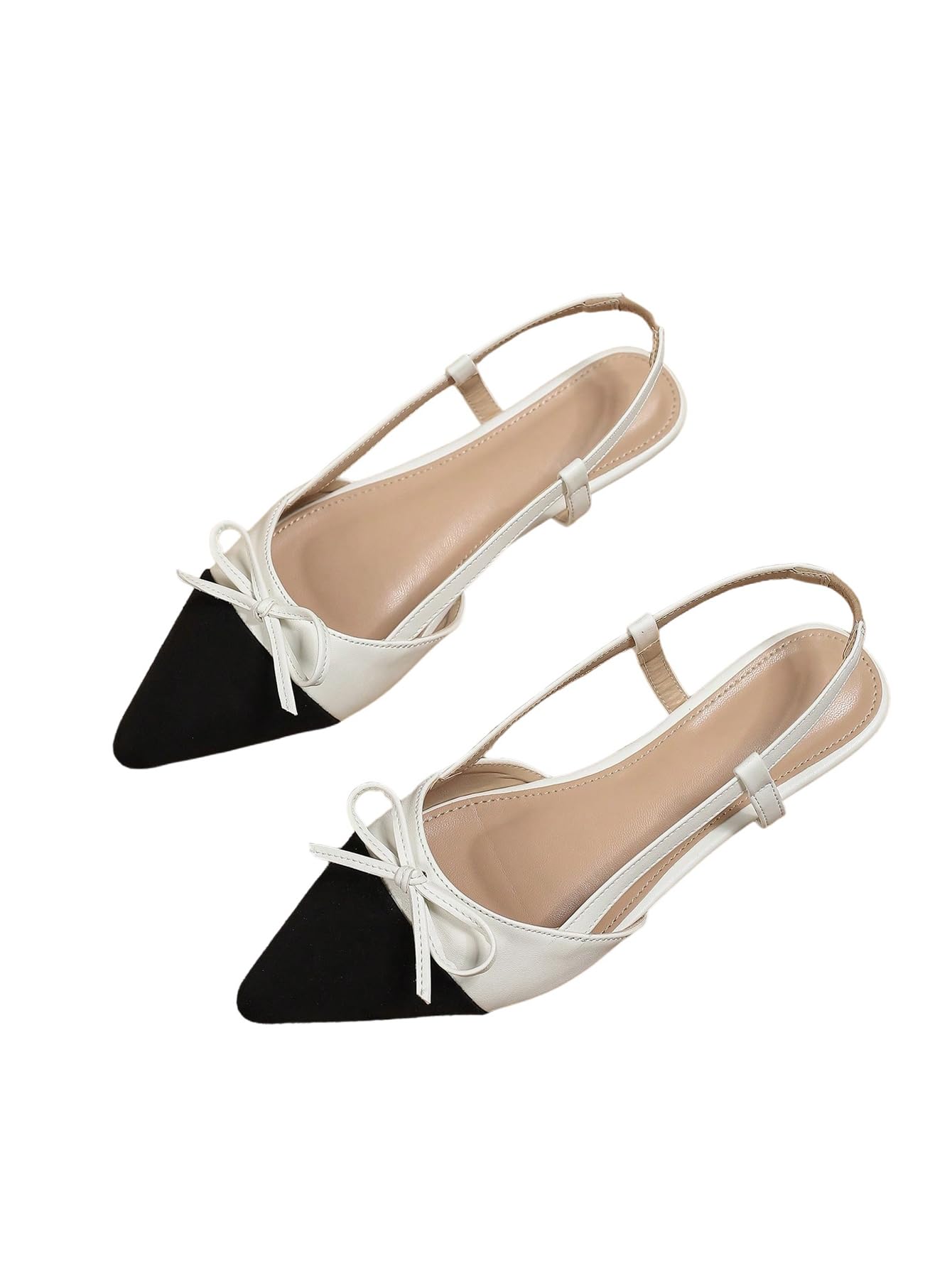 oyoangle women39s color block bow pointed toe slingback flat sandals work office dressy shoes