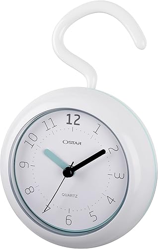 Miniatura 2 de OSTAR Reloj de ducha de 2 piezas, resistente al agua, analógico, de cuarzo, soporte colgante de doble propósito, funciona con pilas AA, tamaño