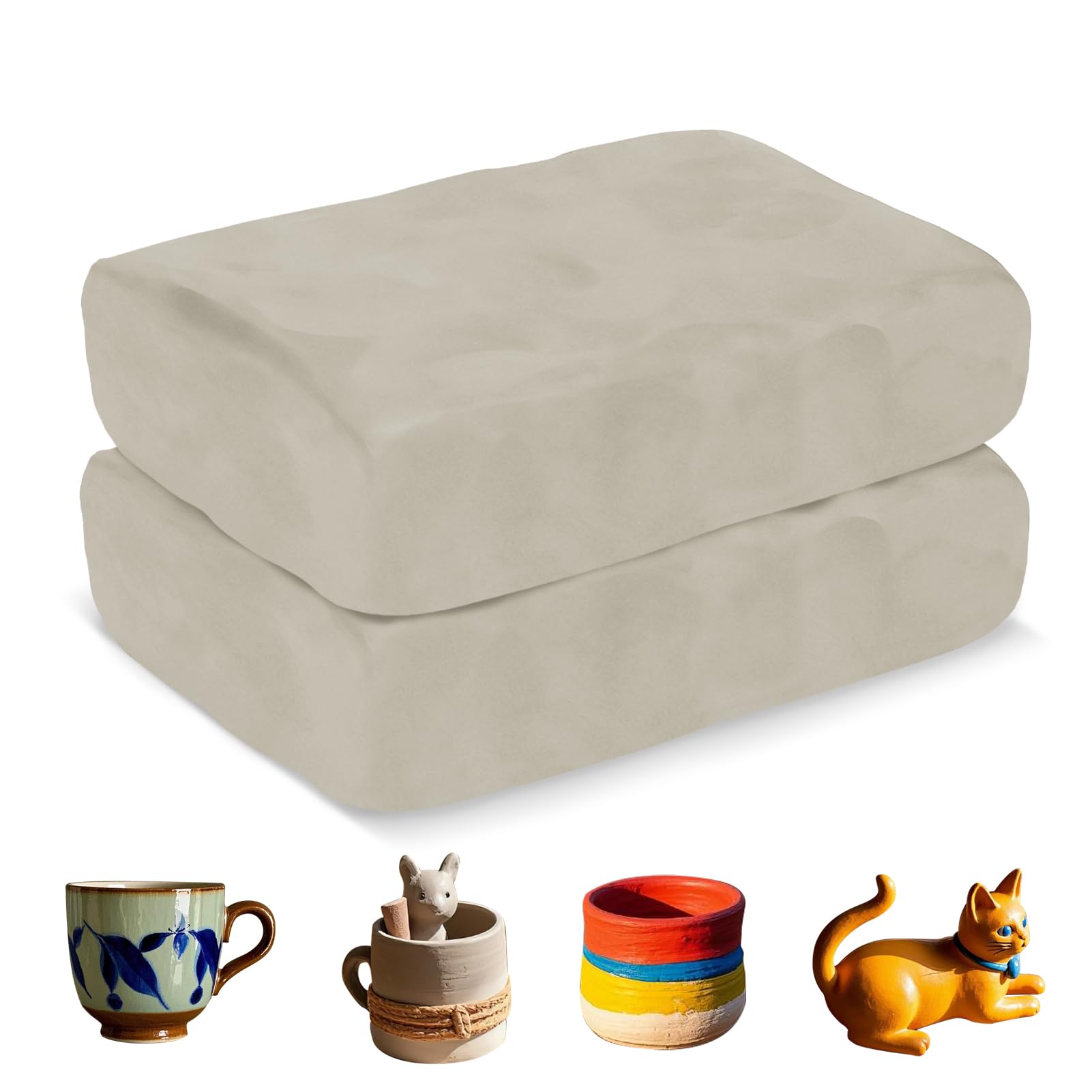 ZEHIQ Premium Air Dry Clay-2.2 lbs Natural White Pottery Clay for Wheel Throwing, Hand Building, Sculpting Molding | No Baking Required, Self-Hardening | Beginner & Professional Artist Supplies(White)