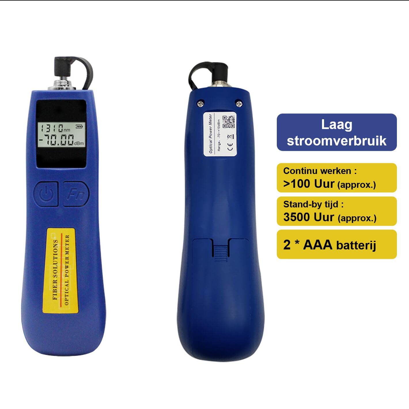 Optical Power Meter - Mini misuratore di potenza ottico, 70 ~ + 10 dBm, tester in fibra ottica per lunghezze d'onda 800 – 1700 nm, alta precisione e peso leggero solo 68 g (AT-TL537OPM)