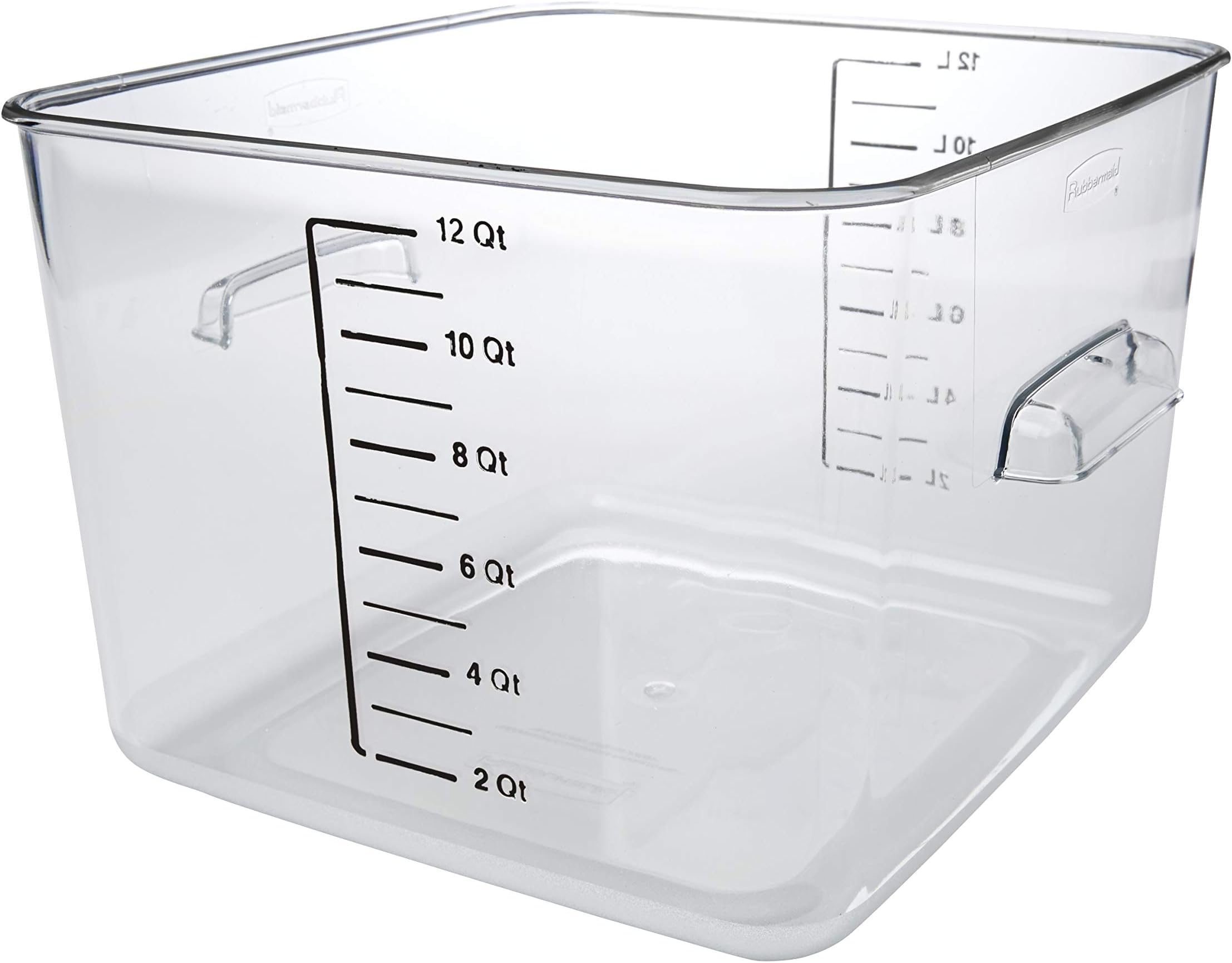 Rubbermaid Commercial Products Space Saving Square Food Storage Container 12 Quart Clear for Kitchen/Sous Vide/Meal Prep,(Pack of 6)