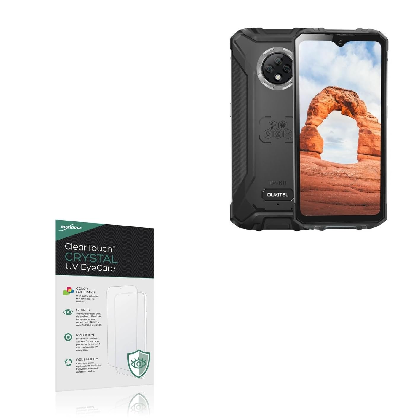 BoxWave Screen Protector Compatible With Oukitel WP8 Pro - ClearTouch Crystal Anti-UV EyeCare (2-Pack), Filters out Harmful Blue Light Reduce Fatigue