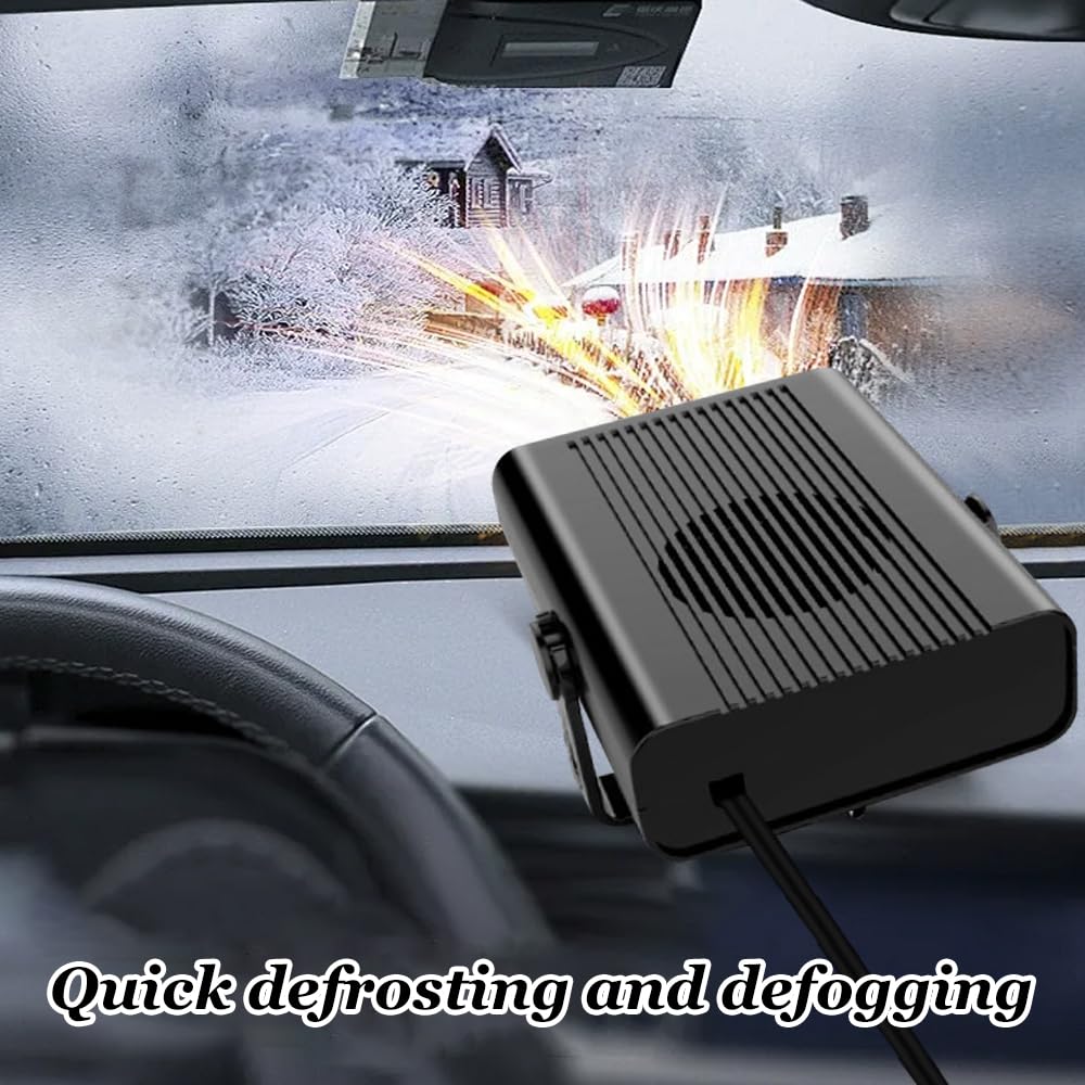 Ventilador calefactor para coche de 12 V [2 en 1: refrigeración y calefacción] - Deshumidificador y descongelador portátil para deshielo y desempañado rápidos - Para turismos, camiones y SUV