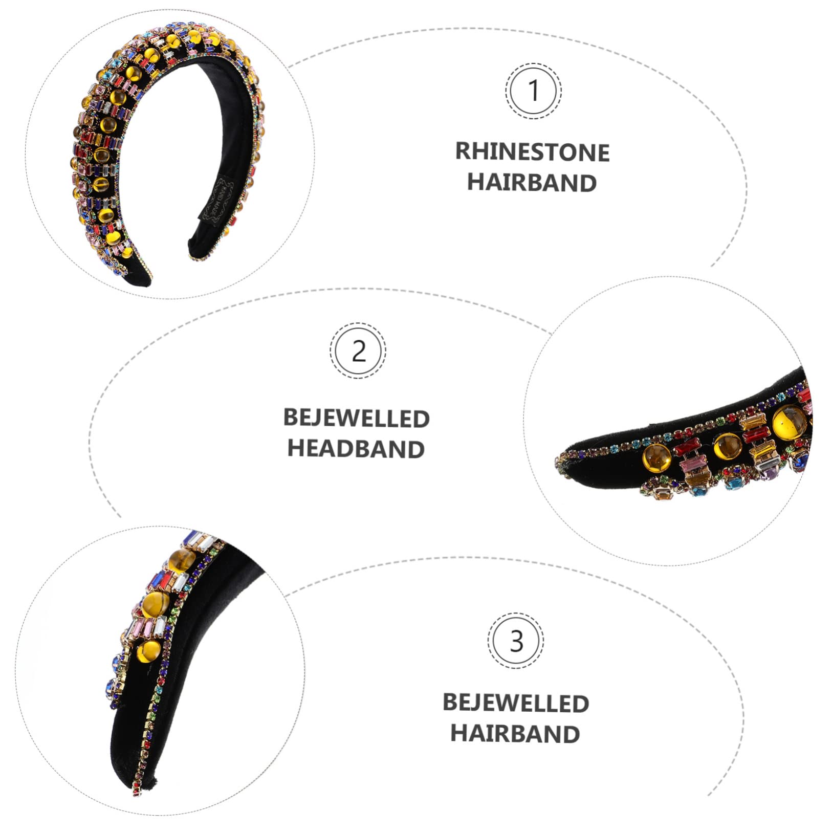 Beavorty 3stücke Padded Rhinestone Haarband Für Damen Elegante Haarschmuck Accessoires Mit Funkelnden Strasssteinen Für Partys Und Besondere Anlässe