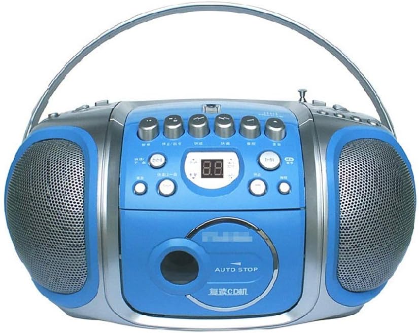 Portable Boombox CD Player FM / AM Radio 3.5 mm AUX Input Headphone Jack LED Display Blue Tape Recorder Repeater Portable Recorder