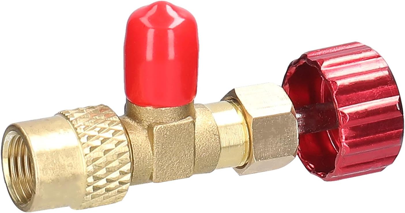 Close-up of the red safety valve