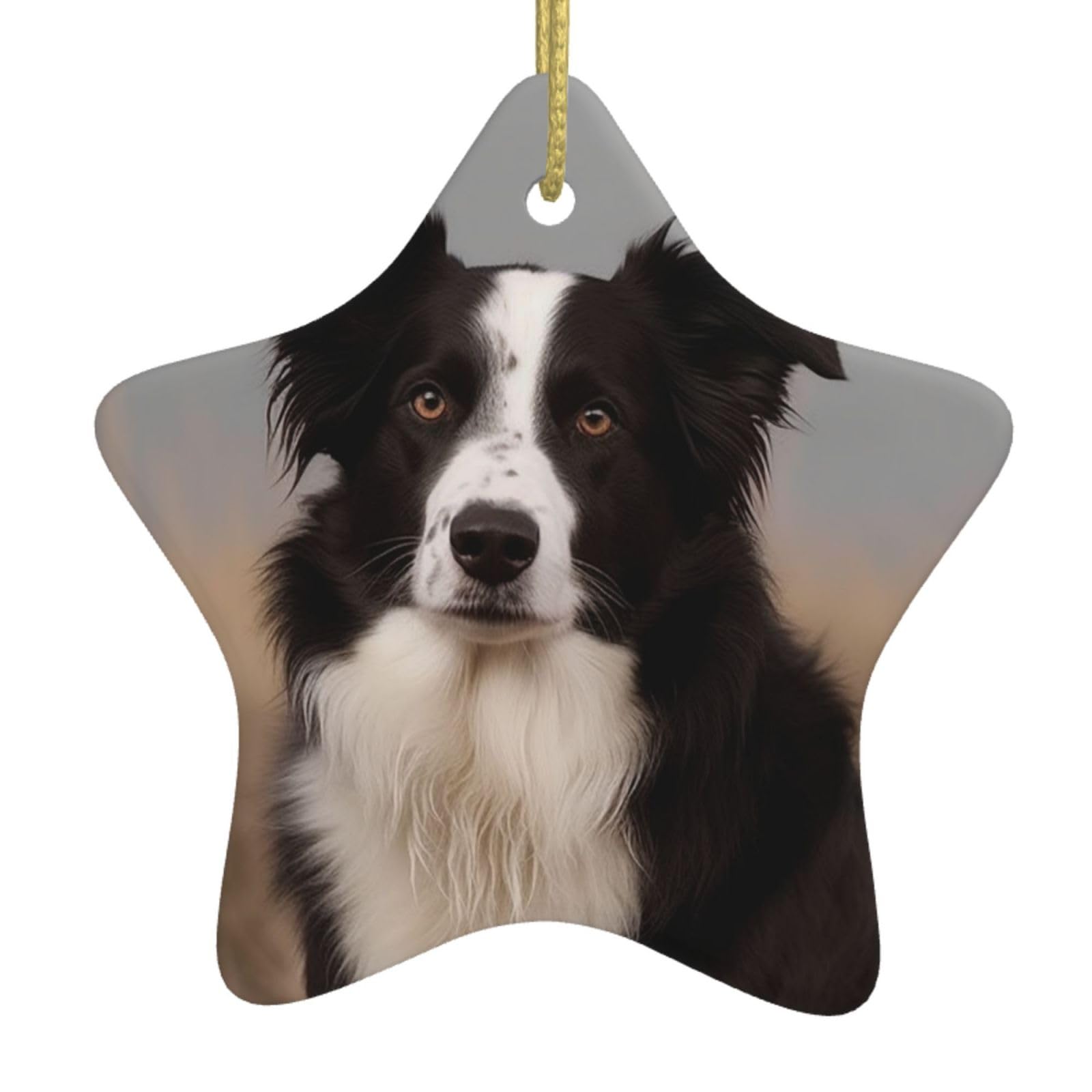 Fodpand Women's White Border Collie Christmas Ornaments 2025, Gift Exchange For Men, Collectible Ceramic Ornament Star Hanging Ornaments For Christmas Tree Decoration