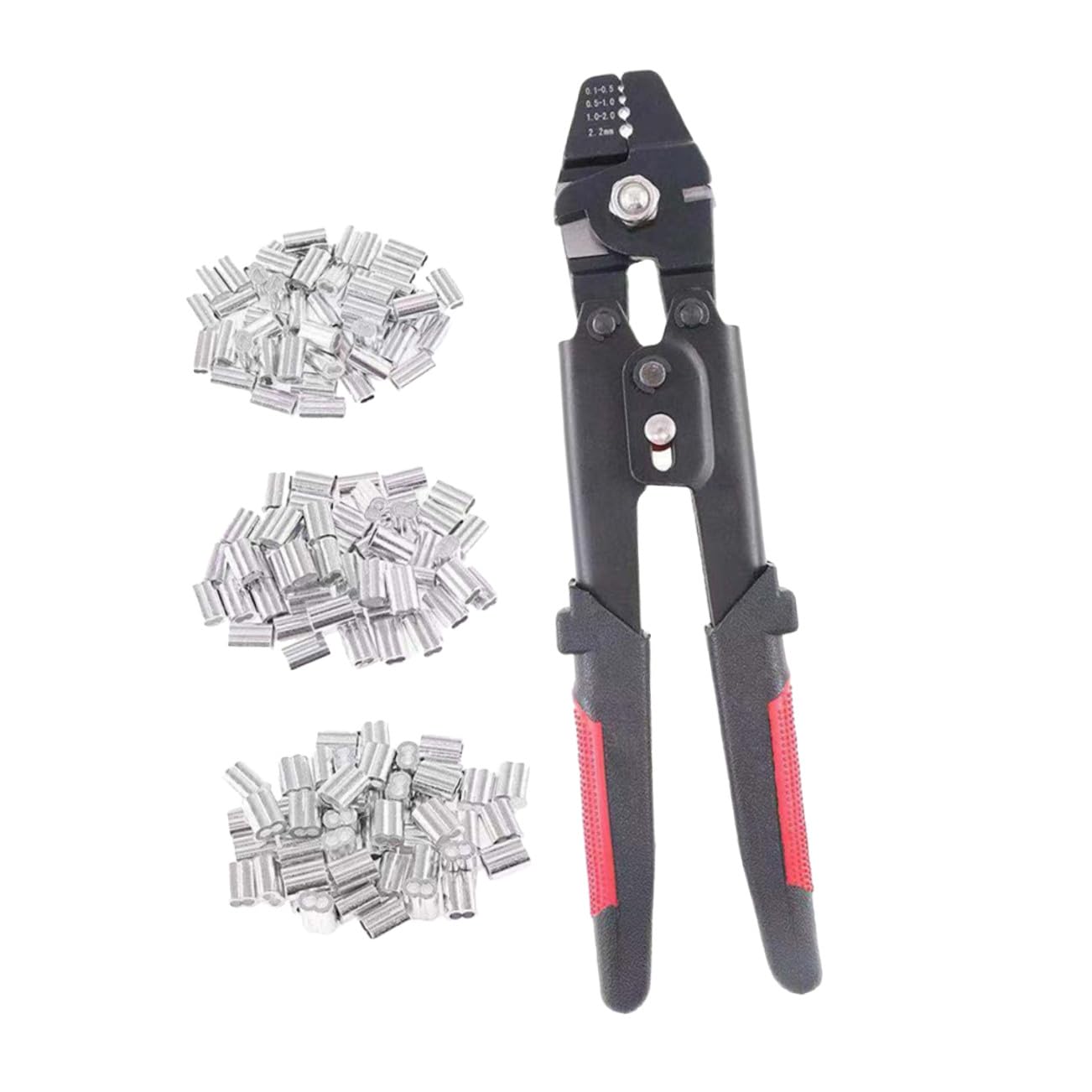 LIFKOME 1pezzi Pinza Crimpare Per Funi Con Manico Antiscivolo Bloccaggio Automatico e Manicotti in Alluminio Per Fili Pesca e Cavi Da Utensile Resistente Alla Corrosione