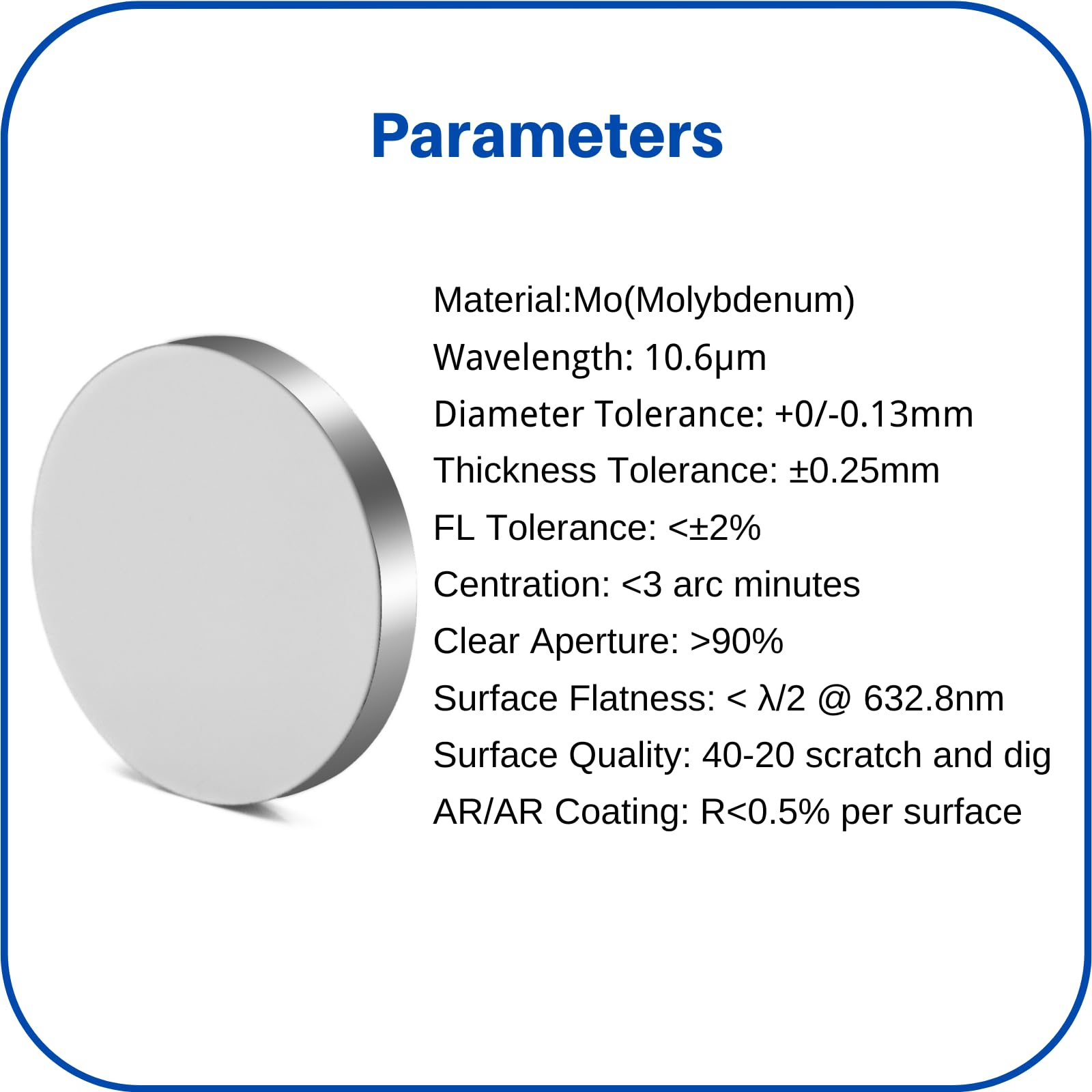 MCWlaser Diamètre De L'objectif CVD ZnSe Focus : 15 Mm FL