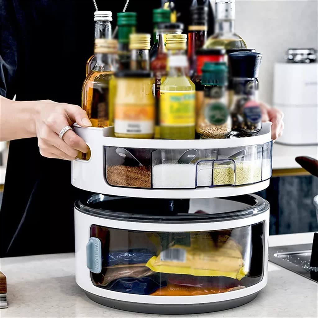 Amazon｜回転式キッチン調味料ラック 酢醤油ボトル収納ラック 多層調味 