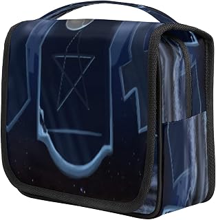 Saco de higiene pessoal de viagem pendurado túmulo de esqueleto assustador, organizador de maquiagem portátil à prova d'água, bolsa de maquiagem de grande capacidade, bolsa de cosméticos de viagem, bolsa de higiene pessoal pendurada para mulheres e homens