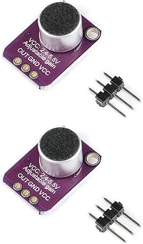 JZK 2PCS GY-MAX4466 Electret Microphone Amplifie, MAX4466 Microphone module, Breakout Sensor with Adjustable Gain Control