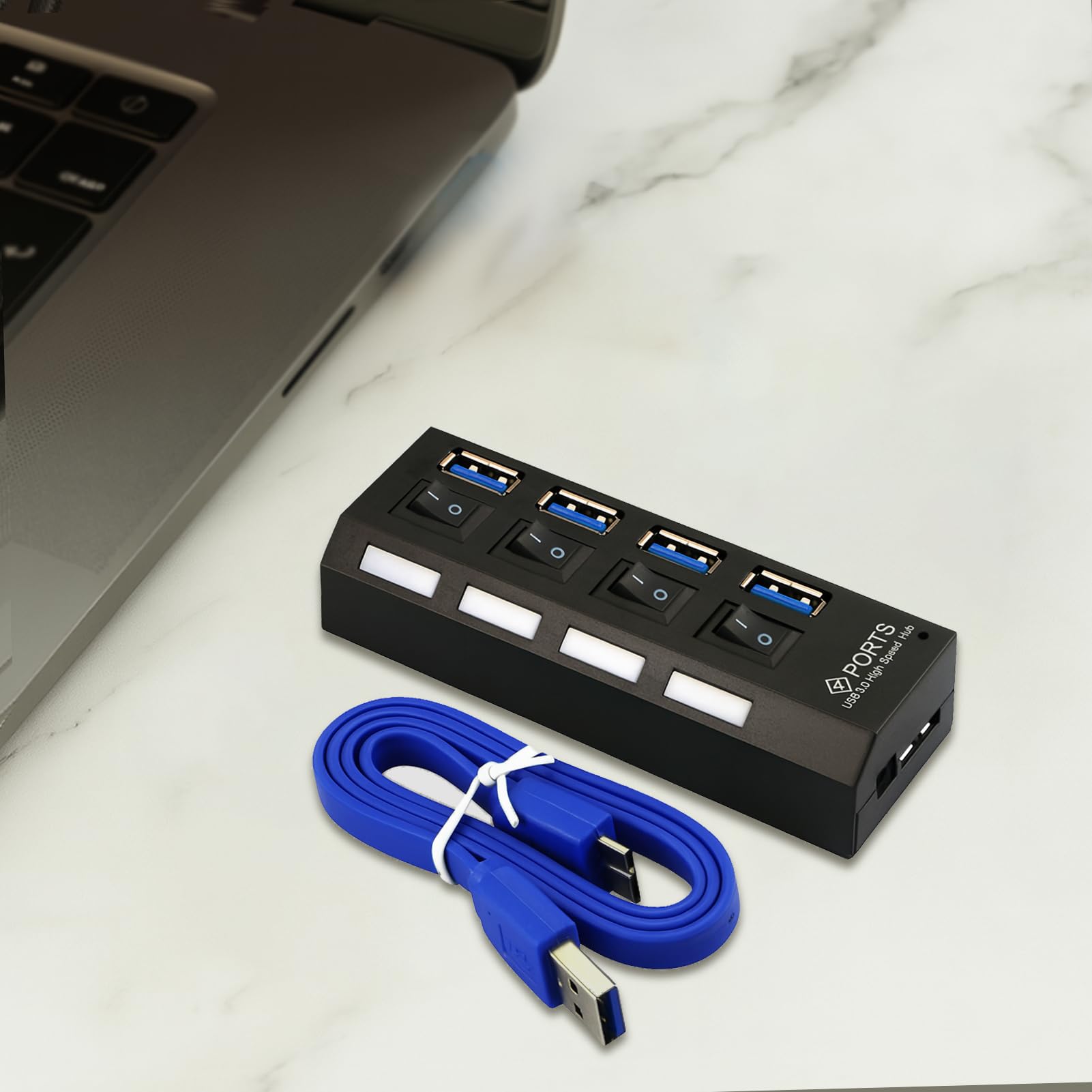 4-Port USB Hub - USB Splitter with Three 2 0 USB Ports and a 3 0 USB Port