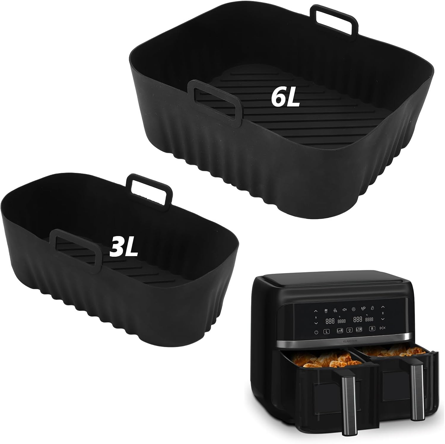 2 sztuki formy silikonowe do gorącej frytkownicy na parze, akcesoria do Philips Dual Airfryer 3000-Serie 6l/3l, silikonowa wkładka do Air Fryer, silikonowa forma do Airfryer, akcesoria do Philips
