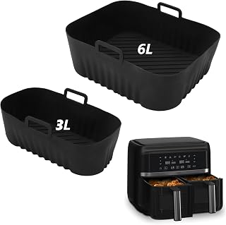 2pcs Silicone Hot Air Fryer Mold Accessories for Philips Dual Airfryer 3000 Series 6l/3l, Silicone Hot Air Fryer Insert, Silicone Mold for Philips Airfryer 3000, Double Baskets Accessories Baking Pan