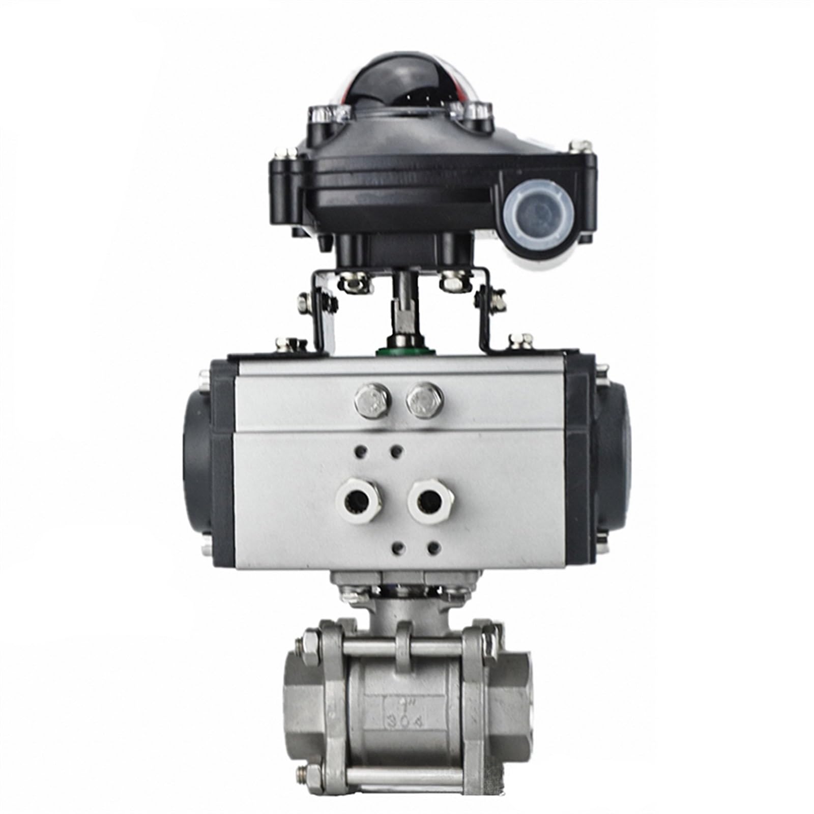 BOOGHIGC 1-1/4inch Three Piece High Platform Pneumatic Ball Valve Stainless Steel 304 Double Acting Cylinder With Signal Feedback Switch 1Pcs