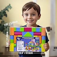 Vista 6 de Bloques de construcción de espuma para niños pequeños de 2 a 4 años, 41 bloques apilables suaves de EVA, juego de juguetes de espuma de baño