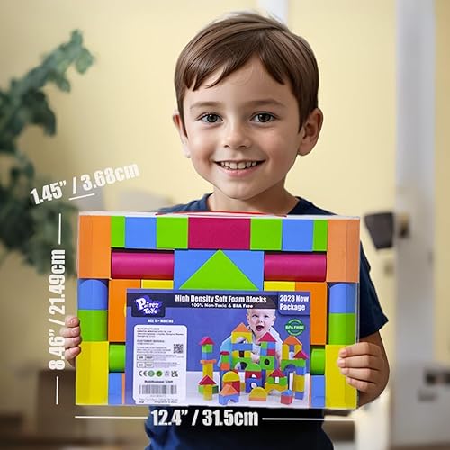 Miniatura 6 de Bloques de construcción de espuma para niños pequeños de 2 a 4 años, 41 bloques apilables suaves de EVA, juego de juguetes de espuma de baño para 41