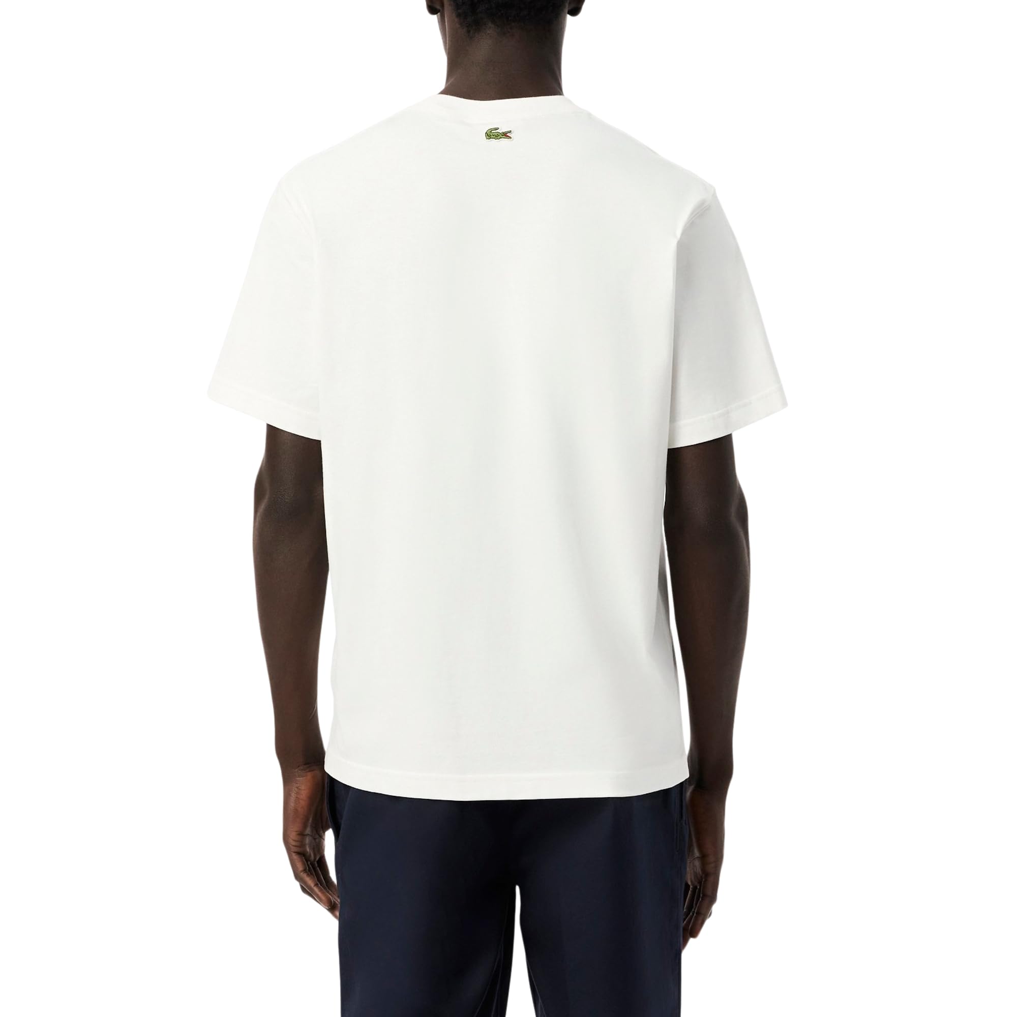 Lacoste Camiseta de algodón de ajuste clásico para hombre con estampado de algodón (paquete de 1)