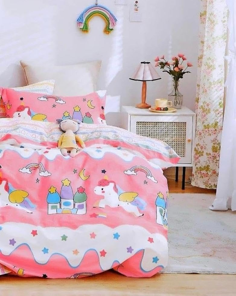 All Season Supersoft Lightweight Kids Single Bed AC Comforter | Duvet | Blanket | Quilt. Size (60 x 90 Inches). (Unicorn) Pink 02-image-20