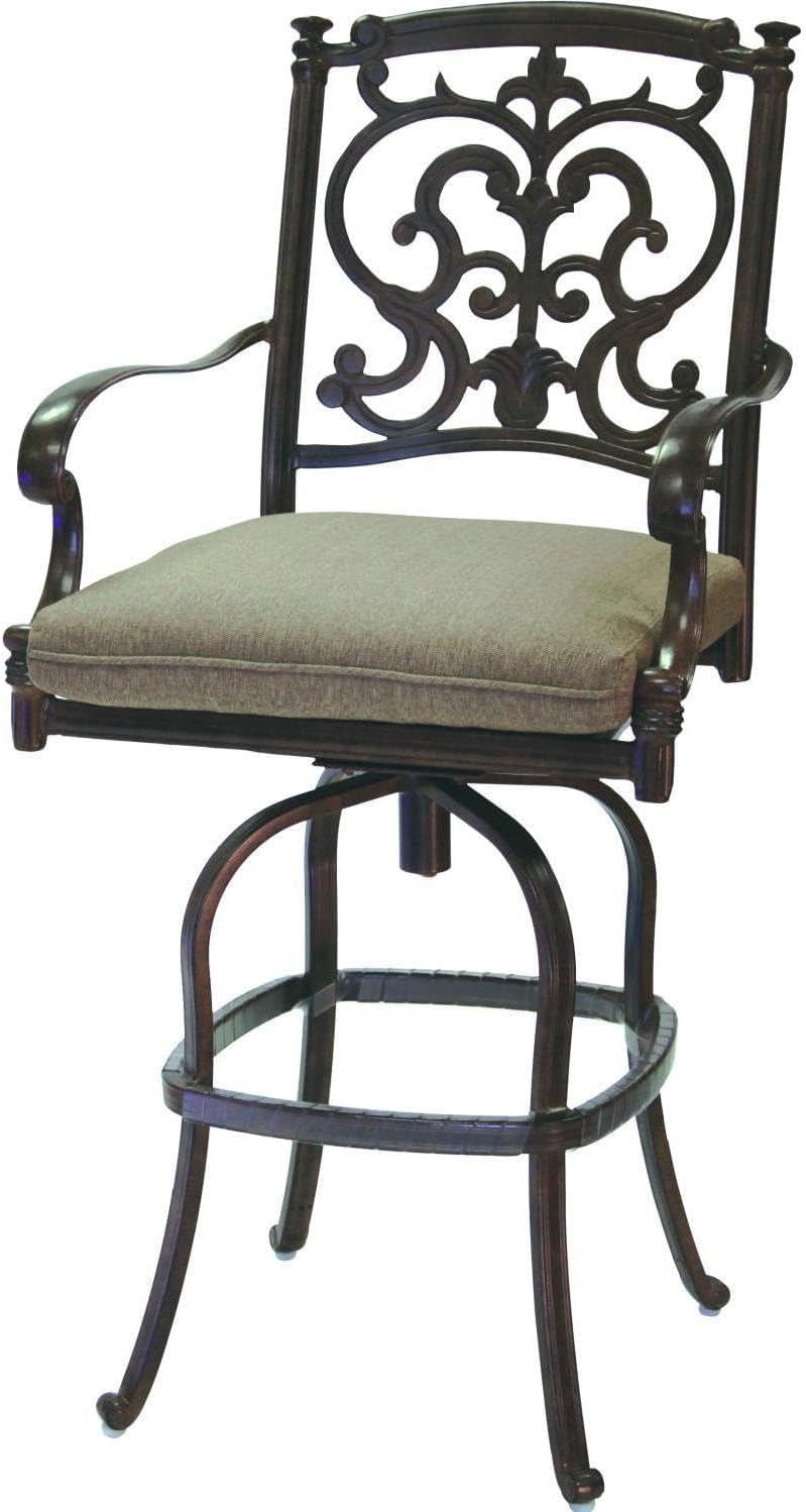 Darlee Santa Barbara Cast Aluminum Patio Swivel Bar Stool - Antique Bronze