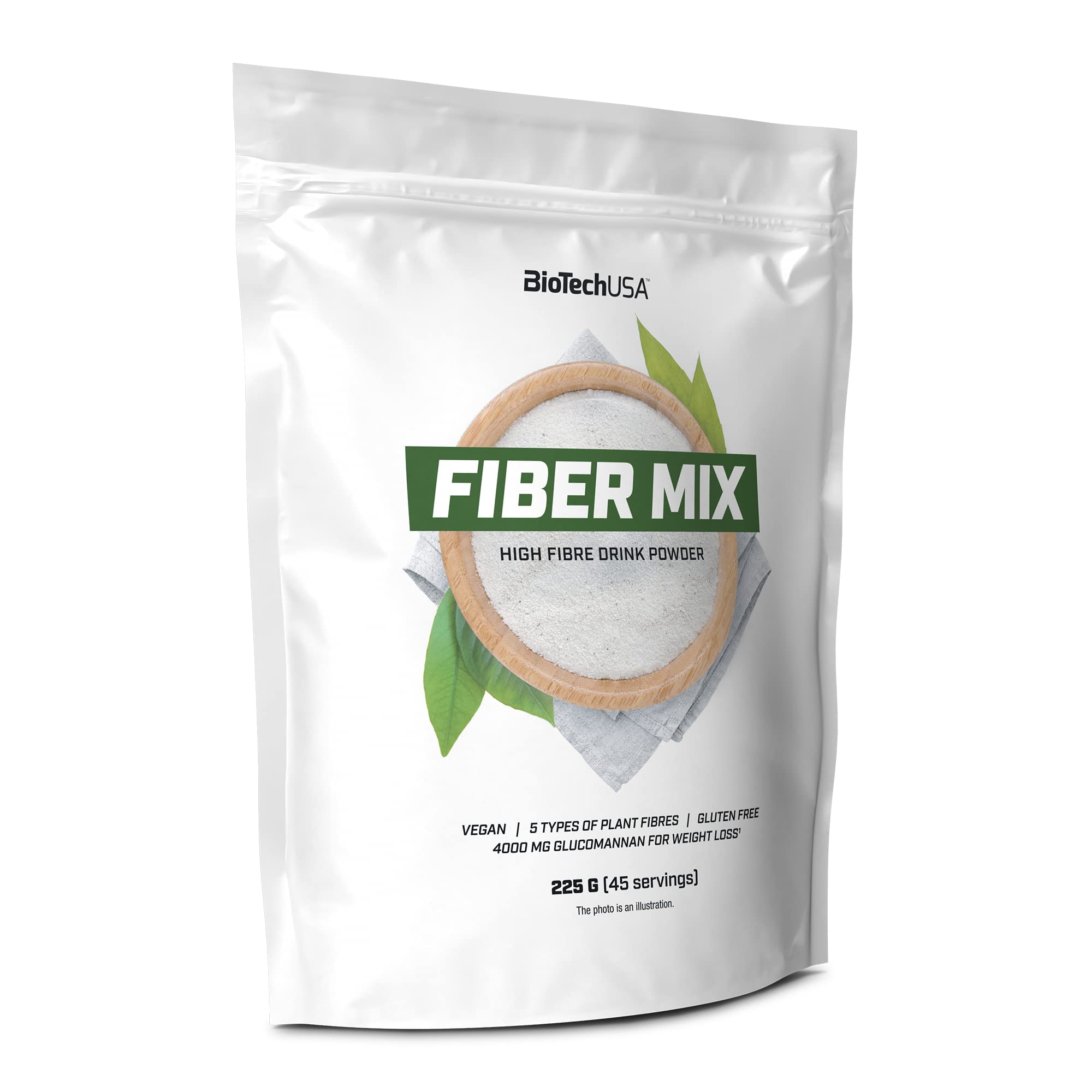 BioTechUSA Fiber Mix | 5 Types of Plant Fibres | Glucomannan, Citrus Fiber, psyllium | Weight Loss Support, 225 g, Unflavored
