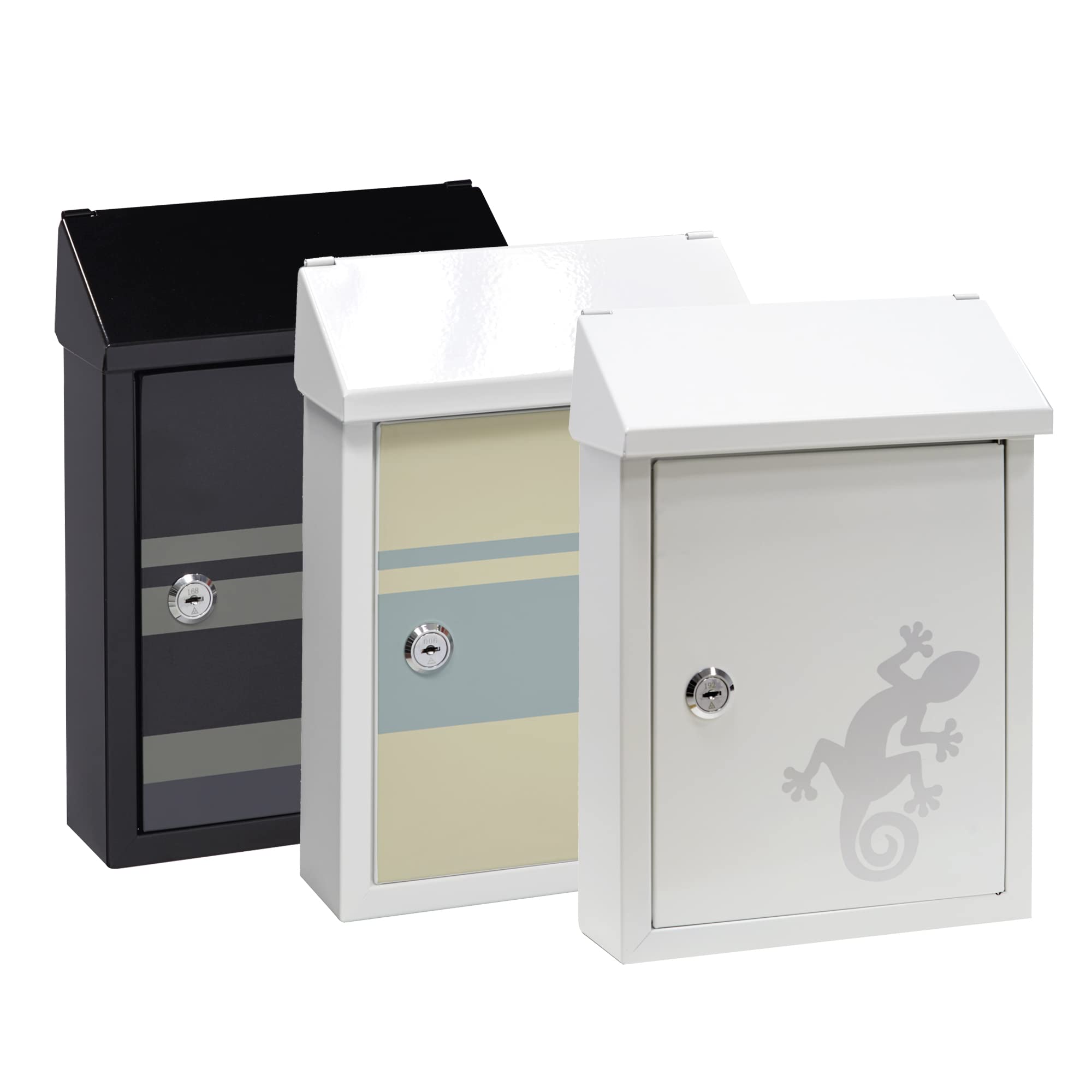 ARREGUI Smart Graphic E5724-STR Boîte aux Lettres en Acier avec Sérigraphie Décorative « Lines », Taille S (Courrier Format A5), avec Fente Arrière, Facile à Installer, Noir
