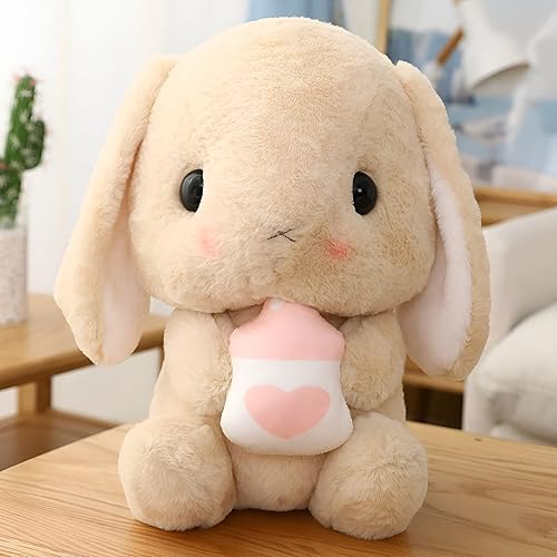 Vista 6 de HOUPU Soft Toy - Sitting Lop Eared Rabbit, Easter White Rabbit Stuffed Bunny Animal with Carrot Soft Lovely Realistic Long-Eared Standing Pink Plush