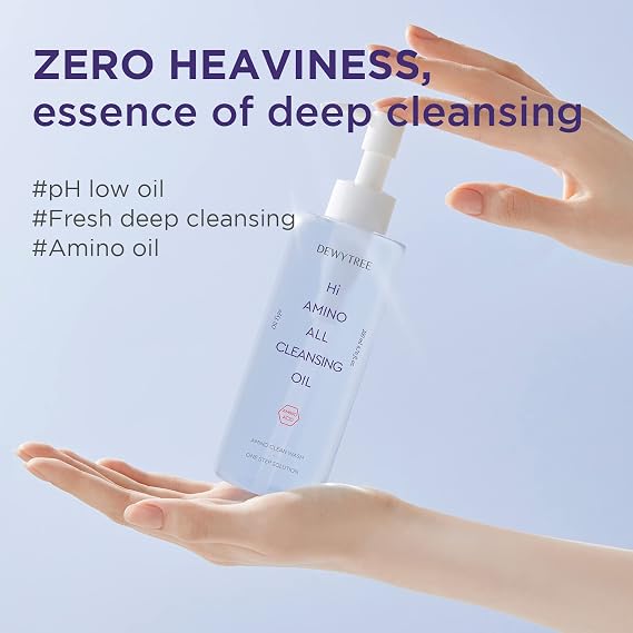 DEWYTREE Hi Amino All Cleansing Oil 6.76 fl. أونصة.| منظف مرطب وزيت للعناية بالبشرة الكورية | زيت التنظيف العميق للوجه | مزيل مكياج زيت التنظيف للعناية بالوجه ومنظف البشرة