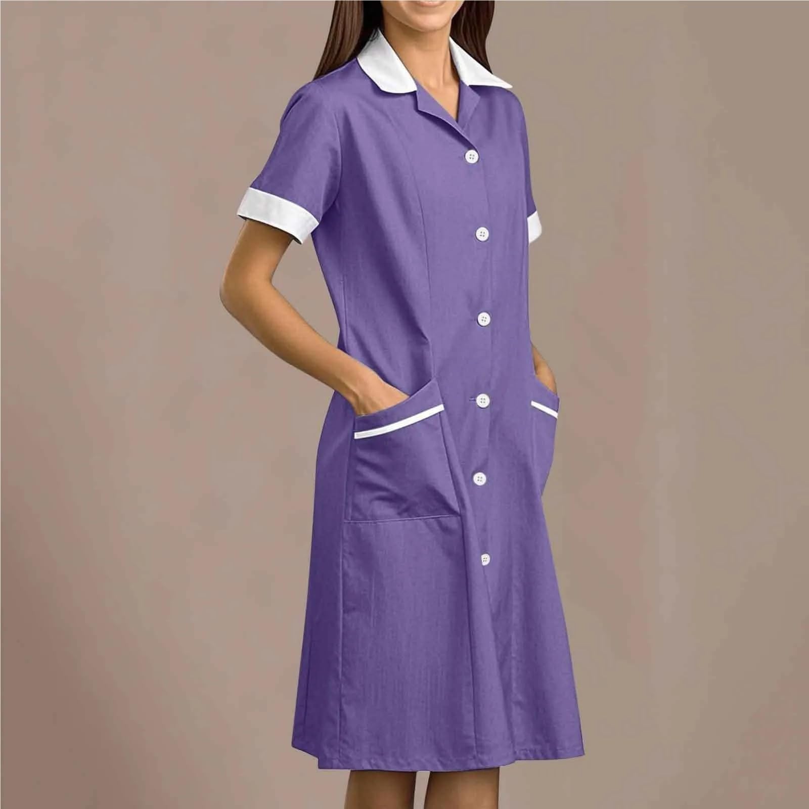 Bata de Laboratorio Blanca de Manga Larga for Mujer, Ropa de Trabajo de Verano for Enfermera, for SPA, salón de Belleza, Chaqueta, Bata(Light Blue,M)