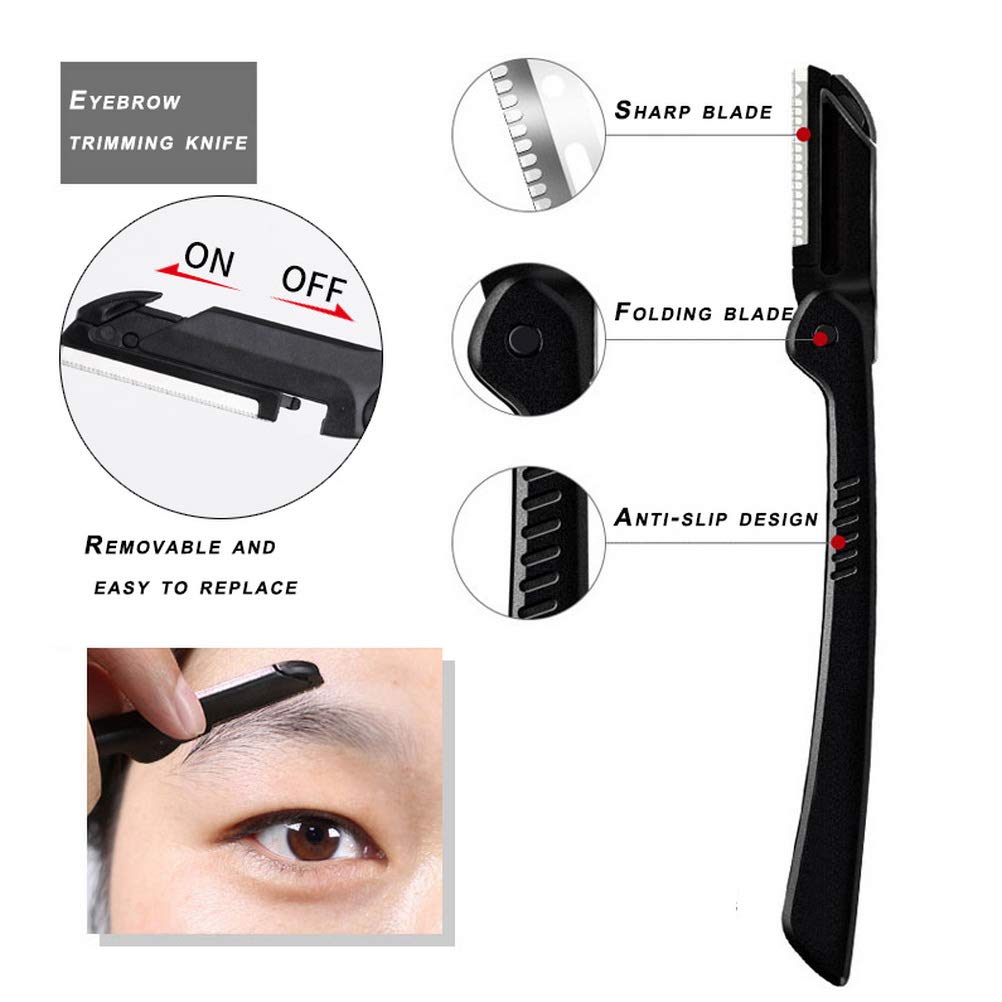 4 in 1 Eyebrow Scissors Kit, Multipurpose Eyebrow Grooming Set Include Brow Razor Scissor Tweezer Comb Brush, Portable Facial Trimmer Tool for Makeup : Beauty & Personal Care
