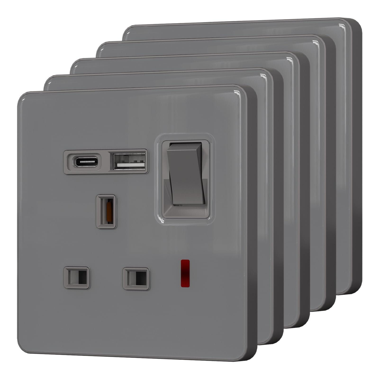 BSEED Single Socket with 20W USB-C Fast Charging,Glass Switched Wall Socket,LED Indicator Light,UK Standard 13A Electric Power Outlet,Screws Included, โ image 1