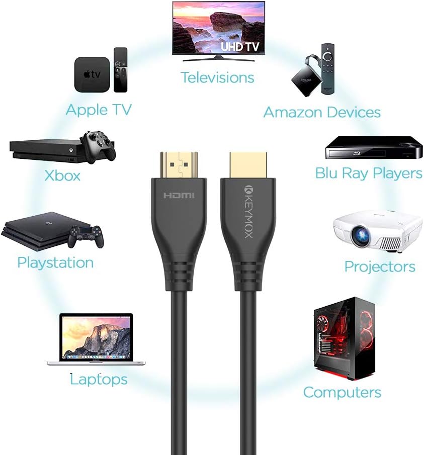 8K HDMI Cable 3ft Keymox HDMI 2.1 Cable, 48Gbps Ultra HD High Speed, Support 4K@120Hz & 8K@60Hz, Dynamic HDR,eARC/Ethernet, Compatible with Apple TV,Nintendo Switch,Roku,Xbox Series X/S,PS5,Blu-ray image 5 of 10 B0835KWSTQ