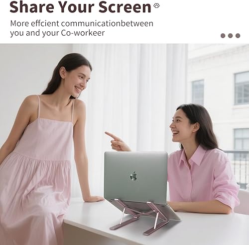 Miniatura 3 de SayRose Soporte para computadora portátil para escritorio, ergonómico de 6 ángulos, ajustable, elevador plegable de aluminio para portátiles de 10 a