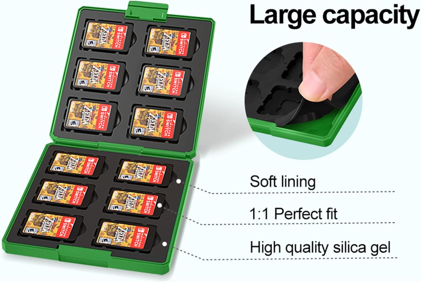 dainslef 12 Switch Game Card Case Compatible with Nintendo Switch/Switch Lite, Switch Game Card Holder Case Storage Box, Double-Sided Large-Capacity, Shockproof