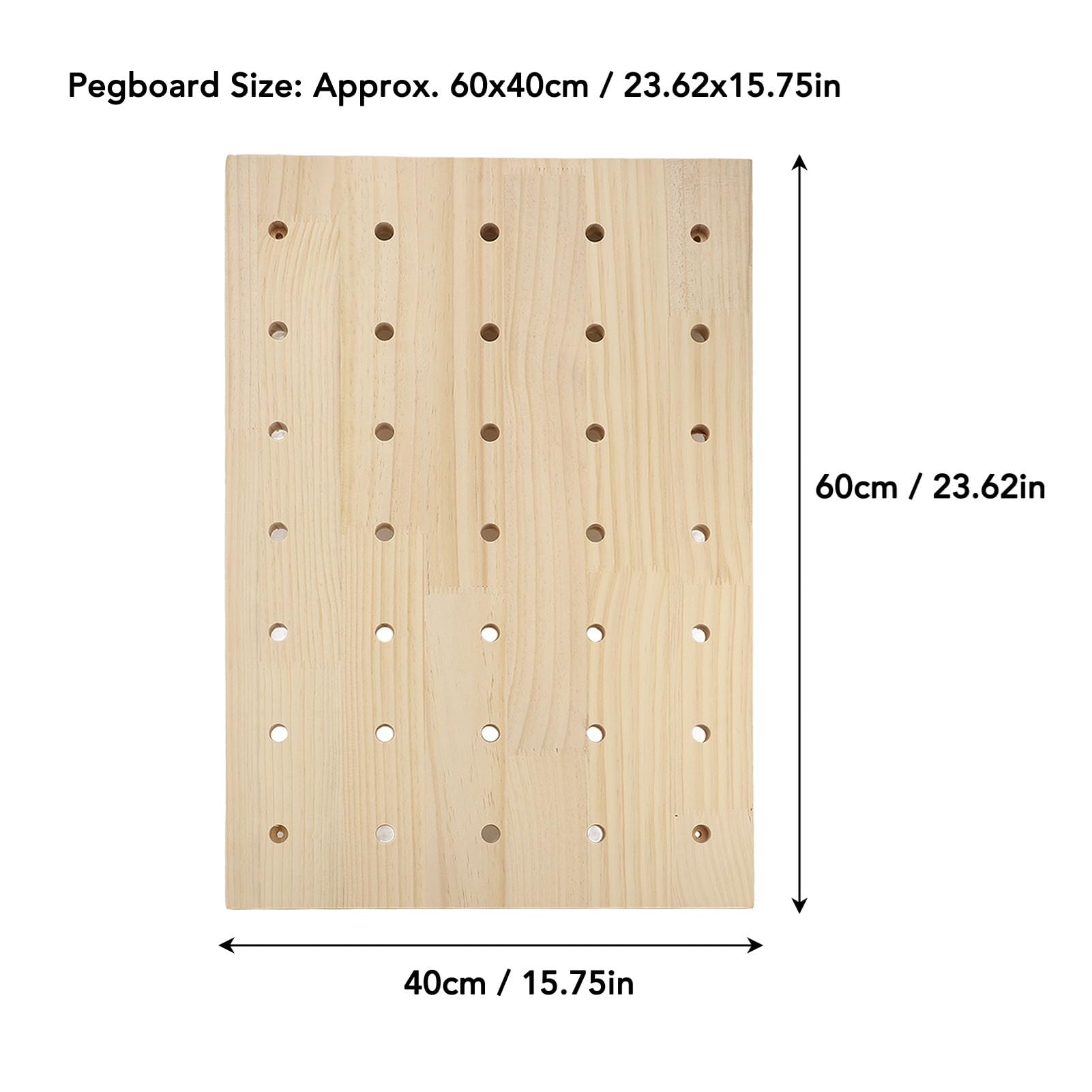 Rengue Tablero Perforado de Madera, Organizador de Panel de Almacenamiento de Pared de 40x60cm con Kit de Tablero Perforado Personalizable para Botellas, Tazas y Plantas