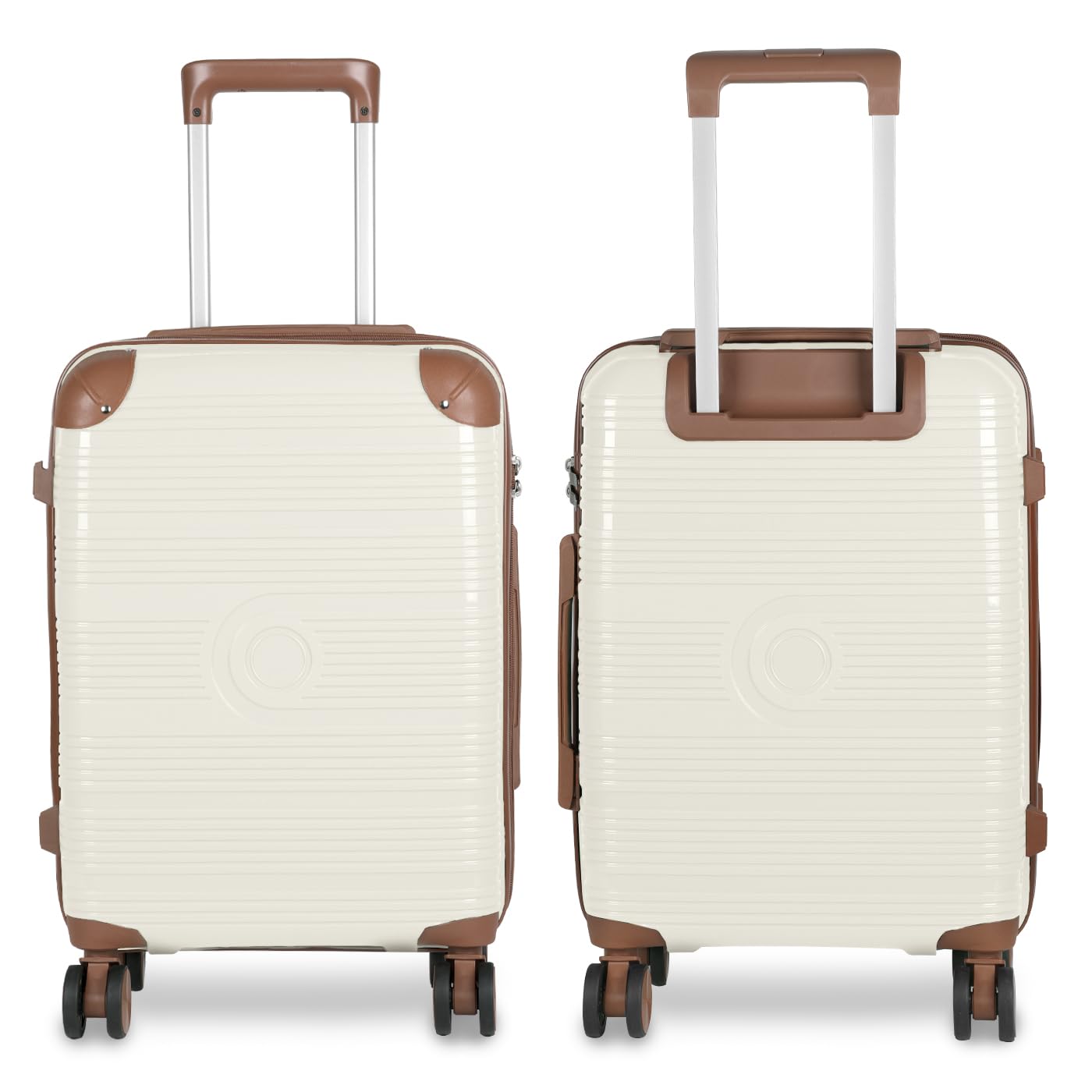 MERCURY TEXTIL- Maleta de Viaje de Cabina con Cierre de Seguridad, Equipaje de Mano Rígido y Resistente de Polipropileno con Ruedas Dobles Giratorias 360º, PP Suitcase. (Esquina Hueso)