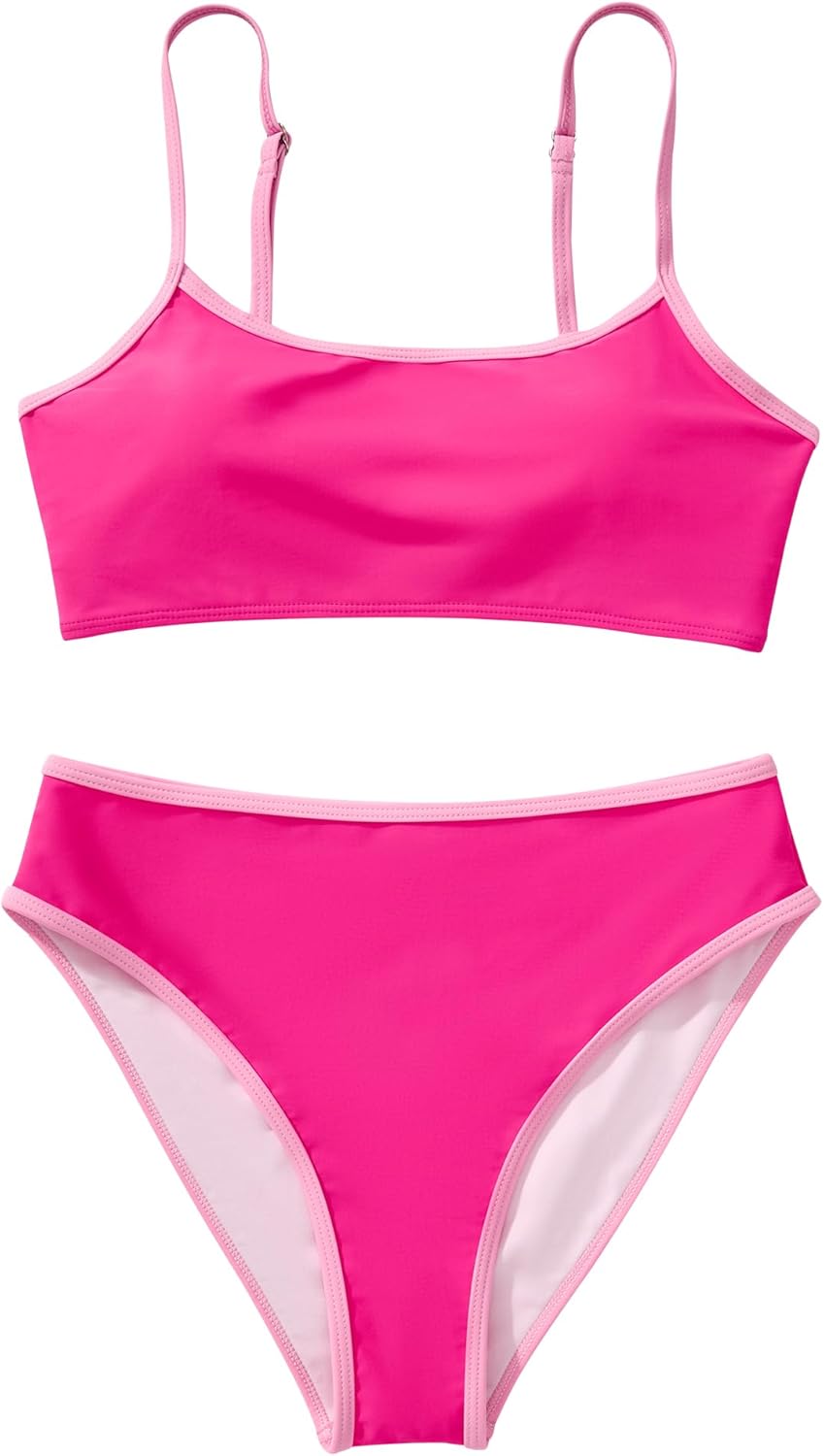 SUUKSESS Women High Waisted 2 Piece Bikini Set Cheeky High Cut Bandeau Swimsuit - Image 3