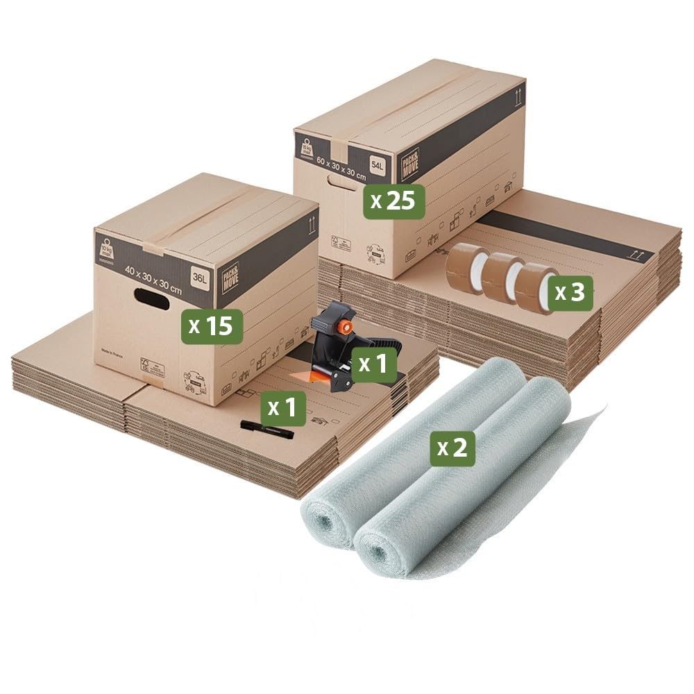Pack and Move - Kit de mudanza T3/T4 + marcador negro y 3 adhesivos