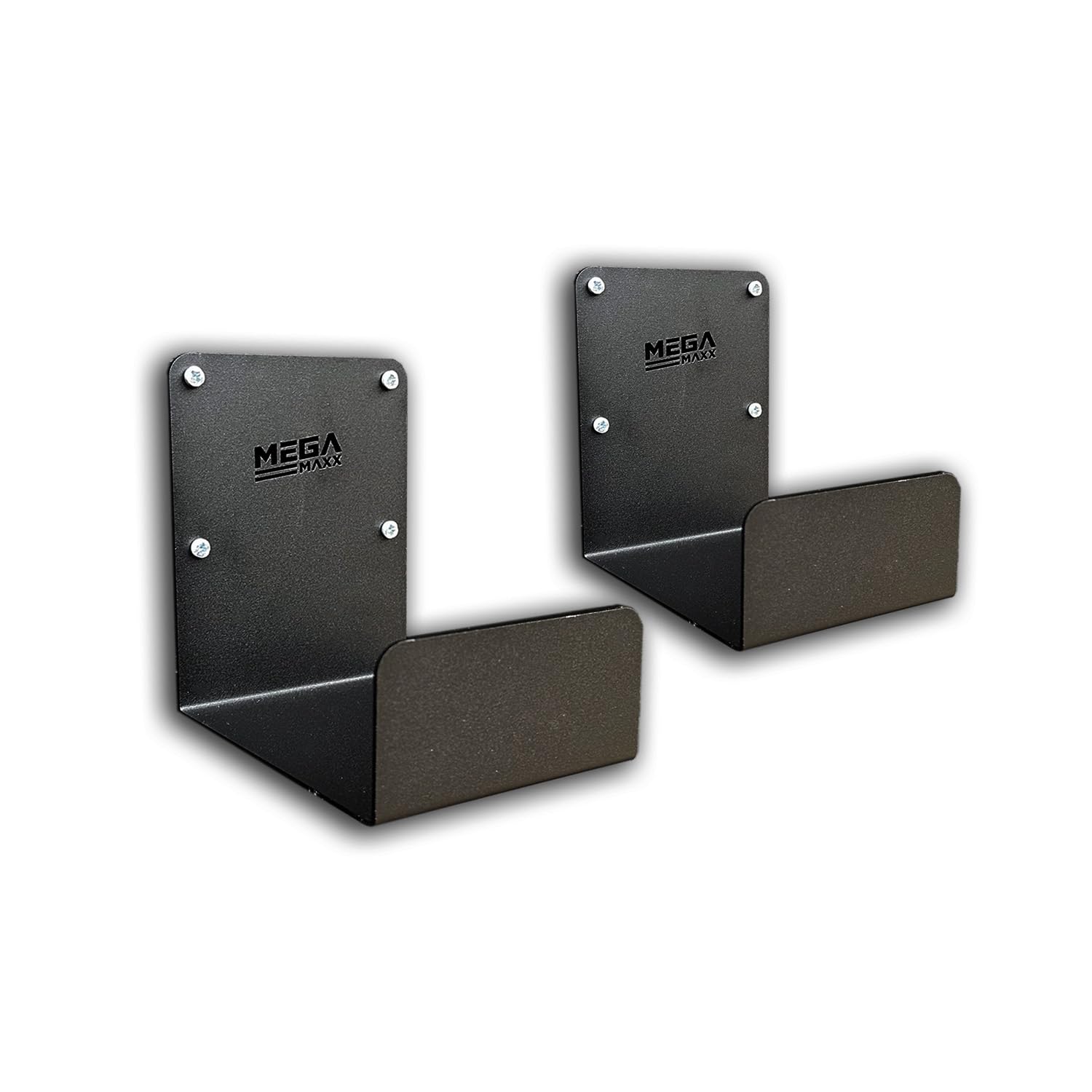 MegaMaxx UK Wall Mount Ladder Hanging Brackets – Textured Black Steel – Pair – 135mm Depth – Heavy-Duty Wall Storage for Standard Ladders – UK Made
