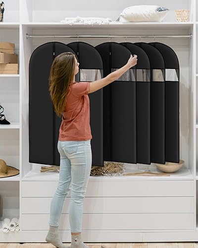 Miniatura 3 de Bolsas de ropa para colgar ropa (8 paquetes de 43 pulgadas) lavables de color negro, bolsas de traje para almacenamiento en armario y viajes, con