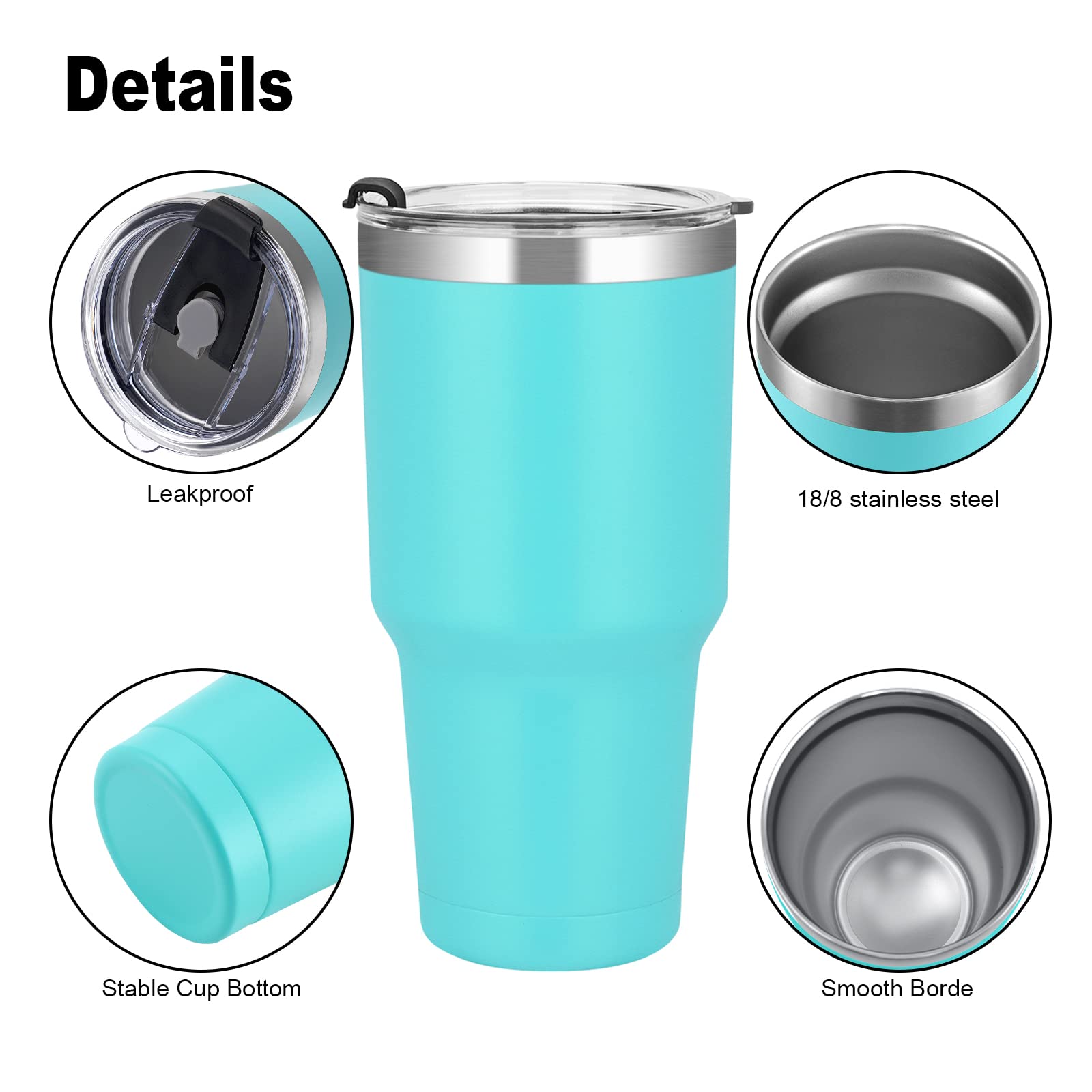 1200 ml thermosbeker met handgreep, dubbelwandig, vacuüm geïsoleerde