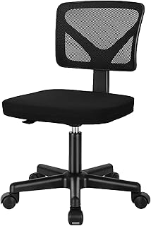 Ergonomic Home Office Desk Chair, Adjustable Armless Computer Chair with Lumbar Support, Small Mesh Task Chair with Backrest Swivel Rolling for Study, Office, Conference Room