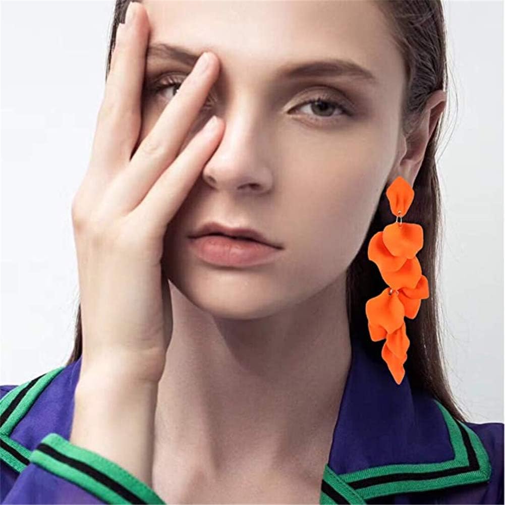 Long Acrylic Rose Petal Earrings Dangle Exaggerated Flower Statement Floral Tassel Drop Earrings for Women Party, Daily Wear - Image 4