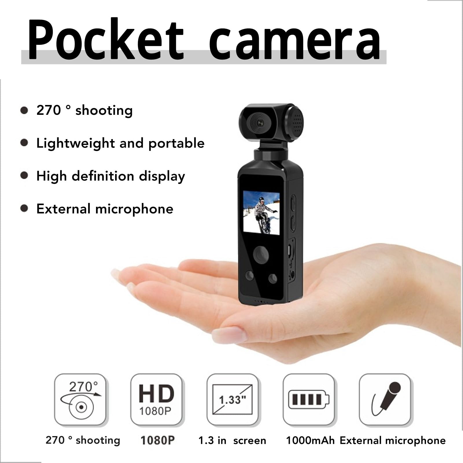 Yunir Pocket Action Camera 4K 16MP Rotabile - Dettaglio