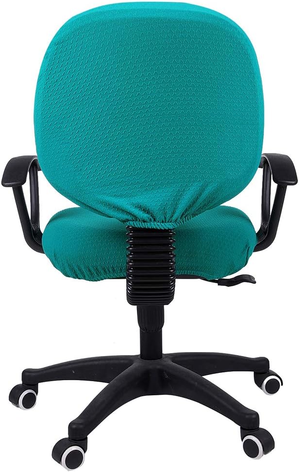 Smiry Stretch Jacquard Office Computer Chair Covers, Removable Washable Universal Desk Rotating Chair Slipcovers Protector, Seat + Backrest Cover, Peacock Green