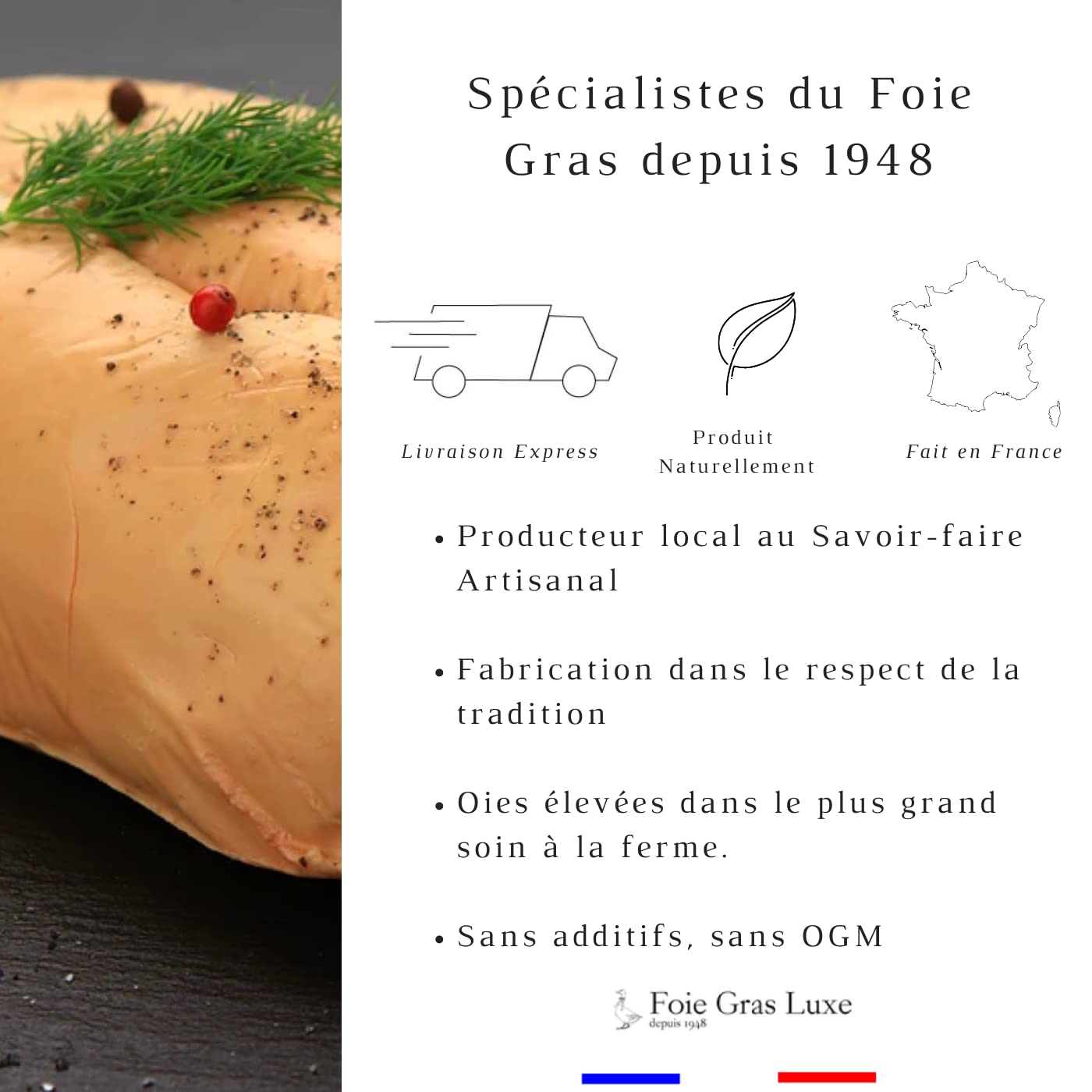 Foie Gras d’Oie Entier Artisanal 400 gr – 100% Ferme Française des Landes - Foie Gras Luxe – à toaster - Sans Additifs Sans Conservateurs Ni OGM