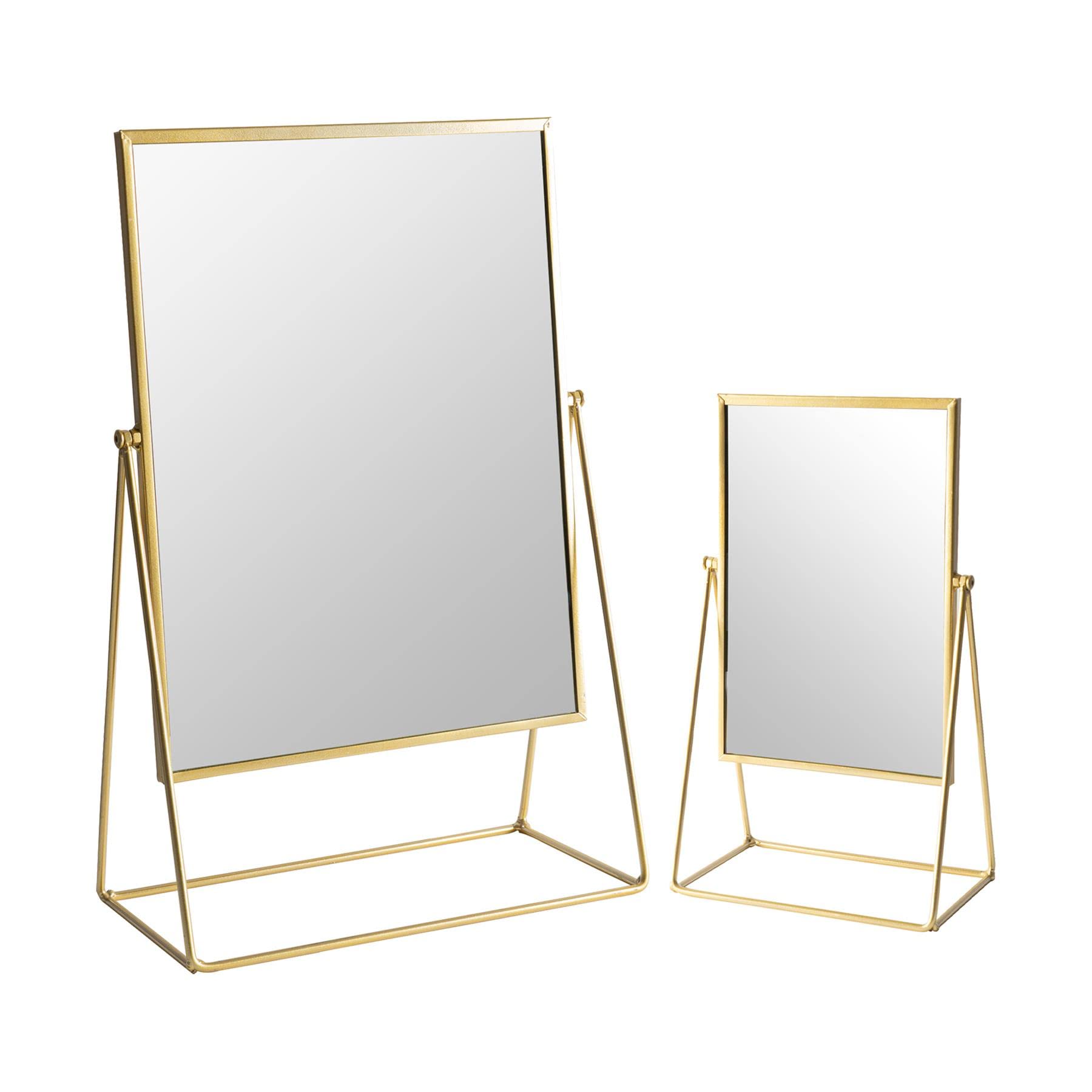 Harbour Housewares Gold 2 Piece Dressing Table Vanity Mirror Set - Free Standing Tabletop Makeup Cosmetic Mirrors - 2 Sizes